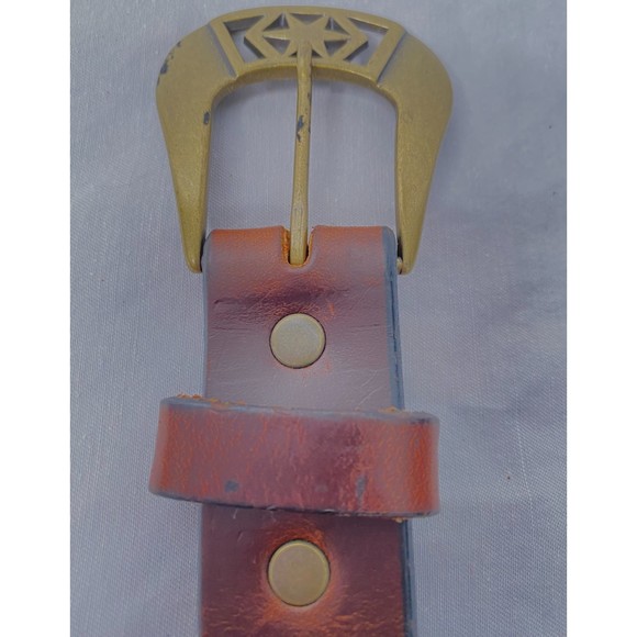 Full Grain Cowhide Unisex Belt Western Style Tan Made In USA Size 34 - Picture 7 of 9